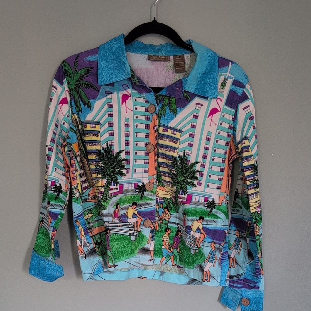 Jane Ashley Blue and Purple Graphic Shirt